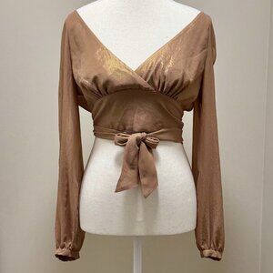 bebe mesh wrap-around crop top.